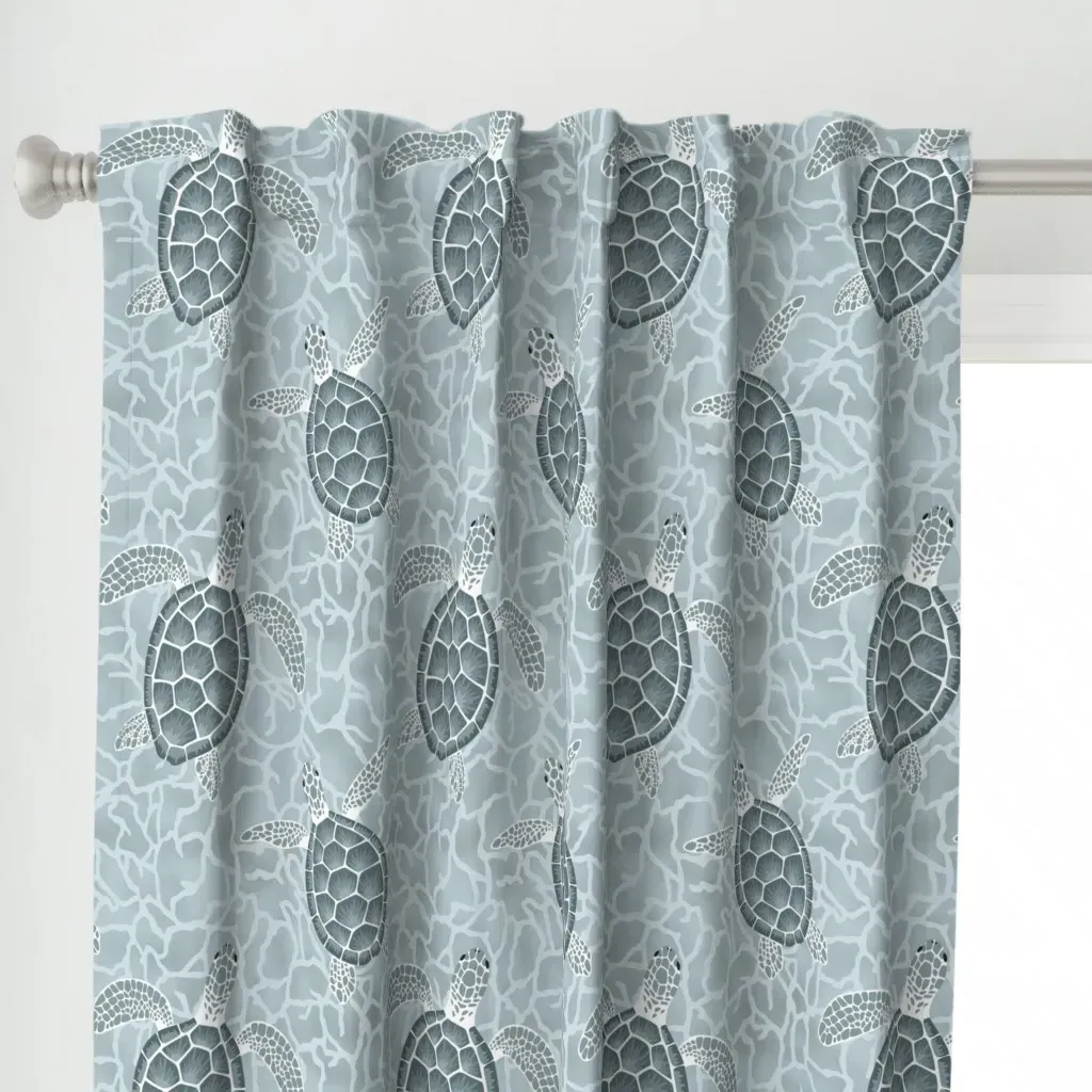 Serene Sea Turtles Curtain Panel - Gray alternate view