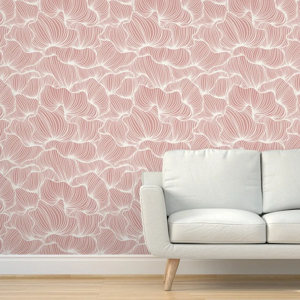 Serenity Peel and Stick Wallpaper Organic Lines - Dusty Rose product