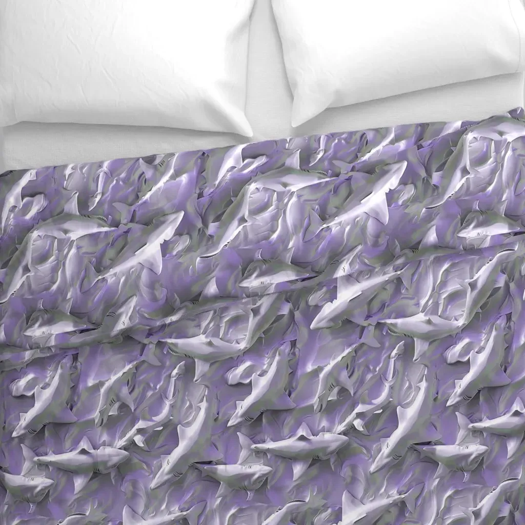 Serenity Sharks Aquatic Duvet Cover - Lavender alternate view