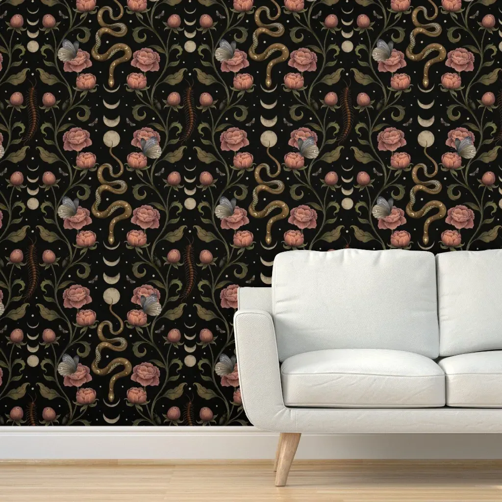 Serpentine Garden Peel and Stick Wallpaper - Dusty Rose product