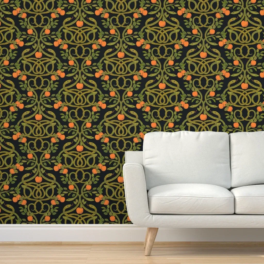 Serpents And Apples Peel and Stick Wallpaper - Black, Red product