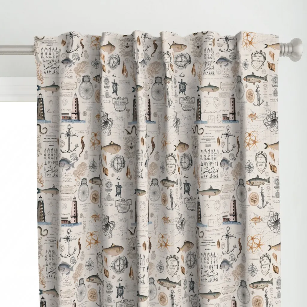 Seven Seas Nostalgic Curtain Panel - Off-White alternate view