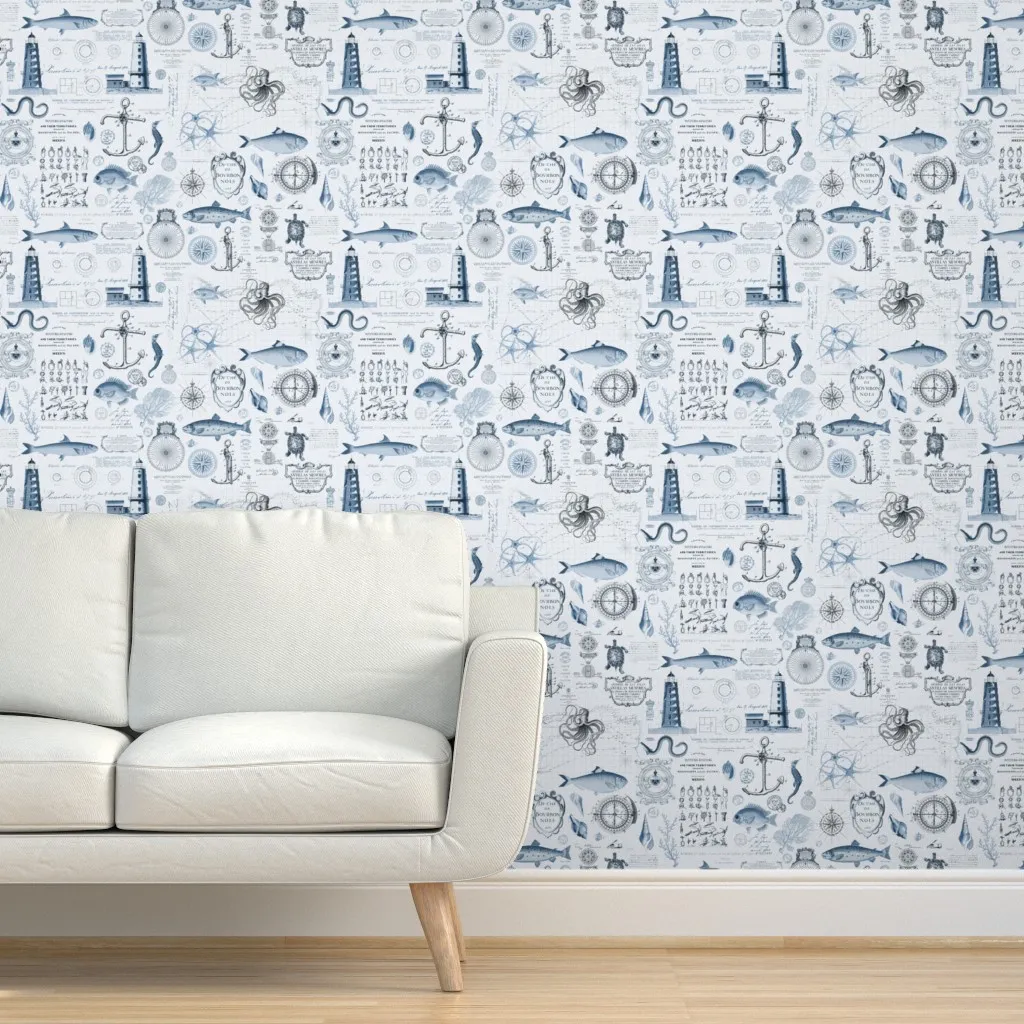 Seven Seas Nostalgic Voyage Peel and Stick Wallpaper - Light Blue product