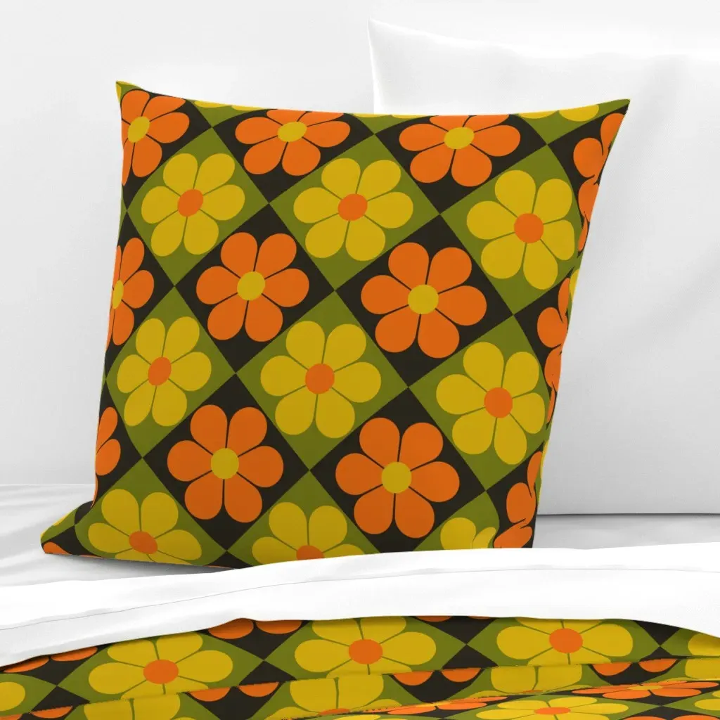 Seventies Daisies Euro Pillow Sham - Yellow product