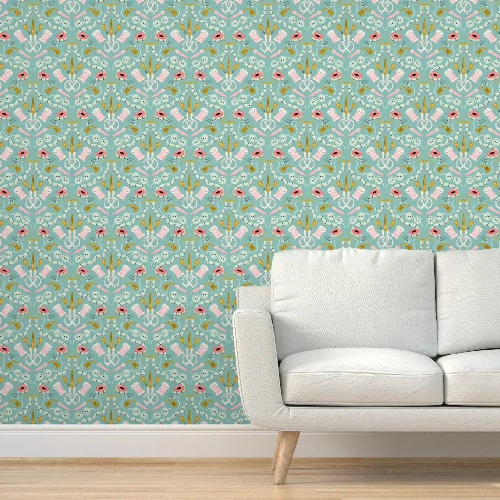 Sewing Room Peel and Stick Wallpaper - Teal product