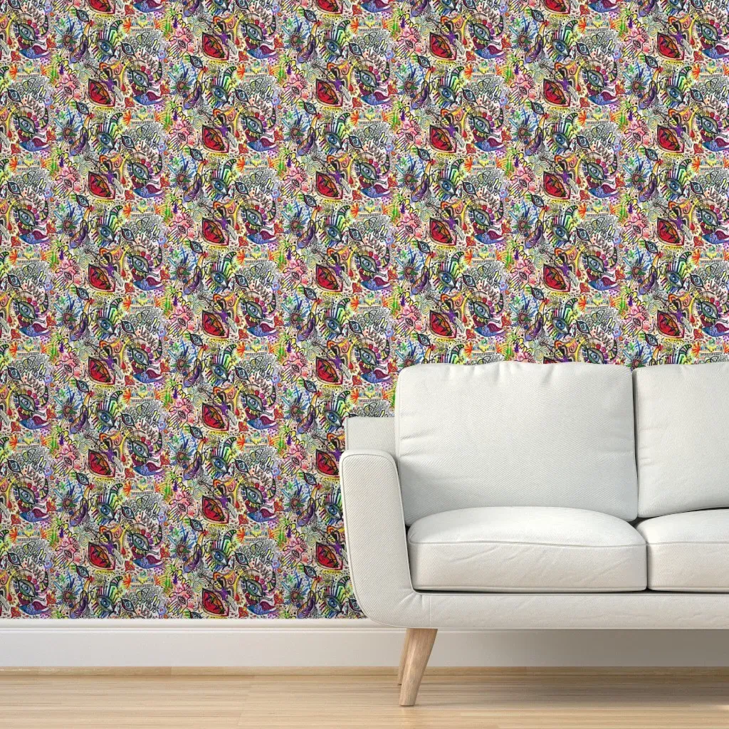 Sfdesignaday Watercolor Abstract Doodle Peel and Stick Wallpaper - Yellow product
