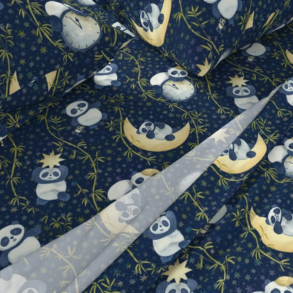 Sh Sh Panda Is Sleeping Twin XL Sheet Set - Dark Blue alternate view