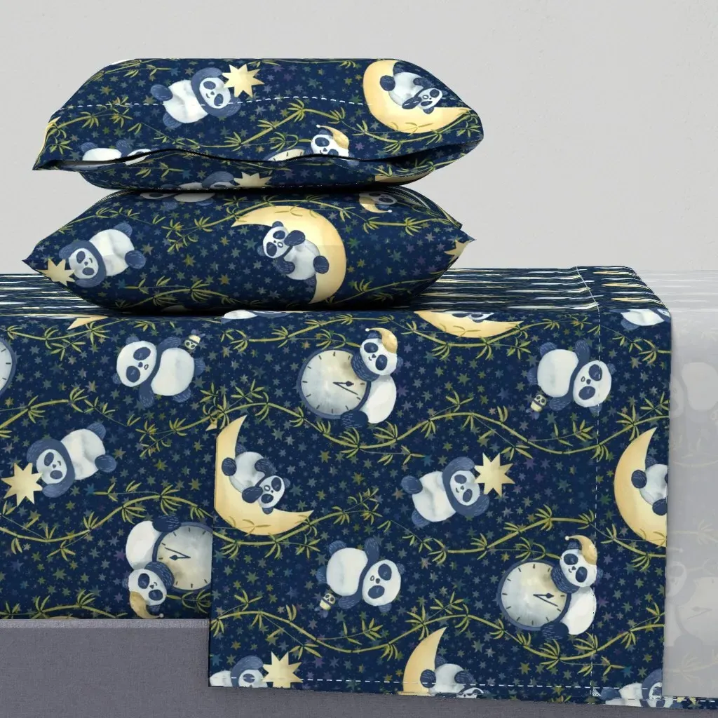Sh Sh Panda Is Sleeping Twin XL Sheet Set - Dark Blue product