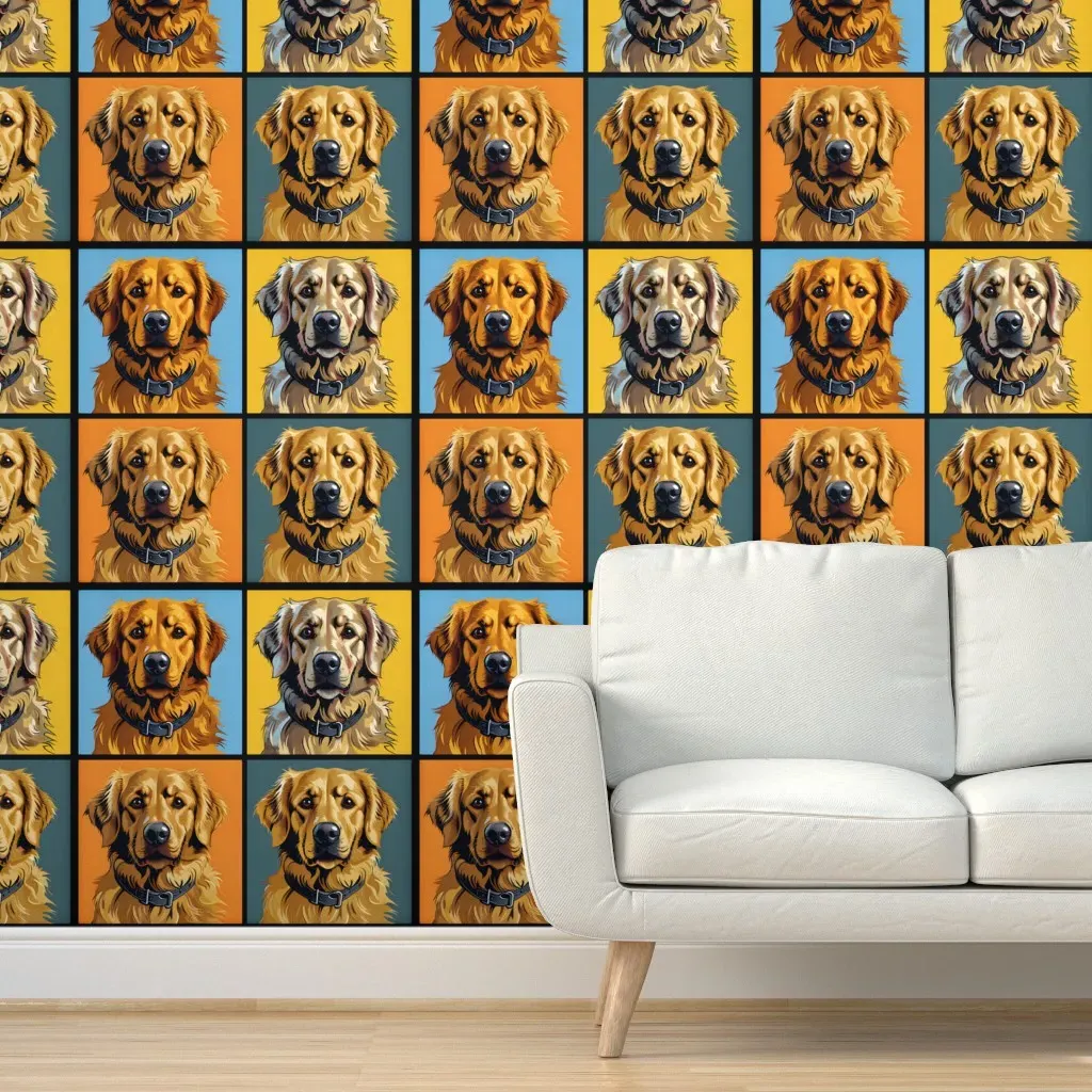 Shades Of Golden Retrievers Peel and Stick Wallpaper - Gold product
