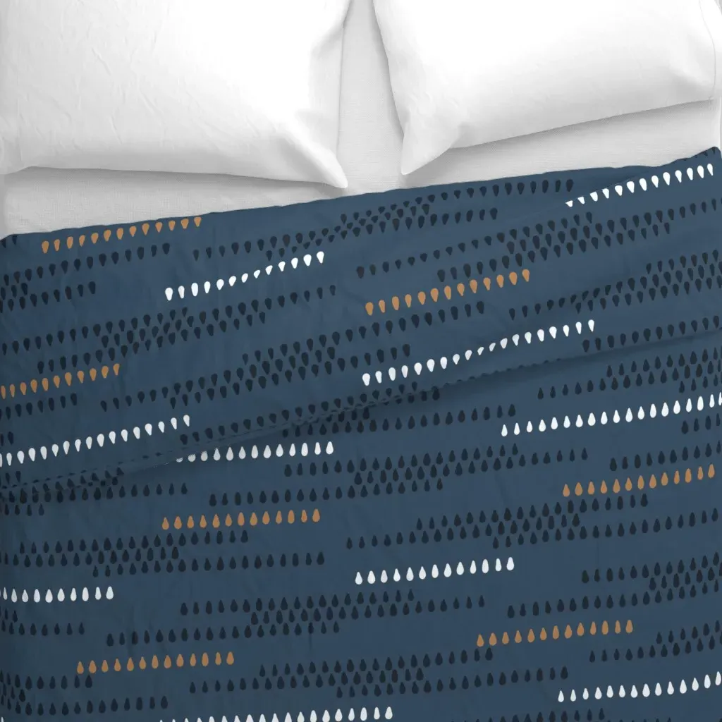 Shadow Rain Geometric Duvet Cover - Dark Blue alternate view