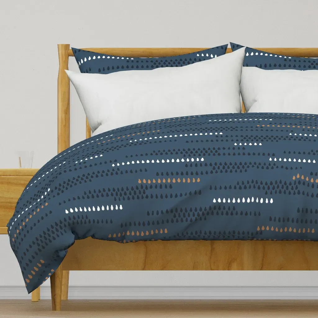 Shadow Rain Geometric Duvet Cover - Dark Blue product