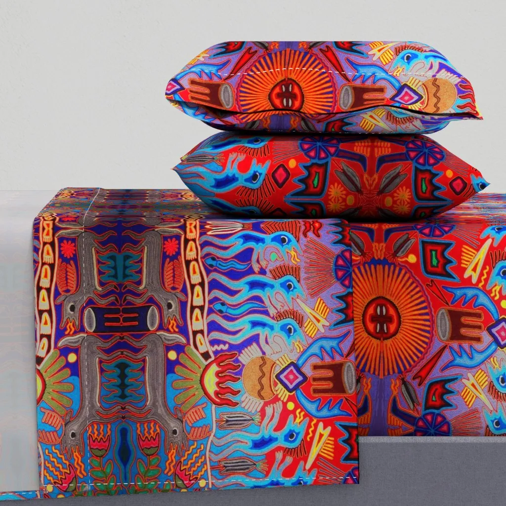 Shaman Hunter Fertility Fire Ritual Queen Sheet Set - Red product