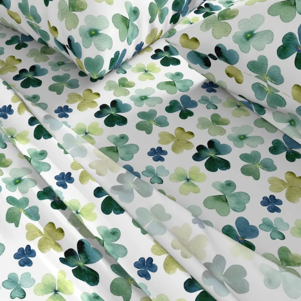 Shamrock Watercolor Garden Queen Sheet Set - Green alternate view