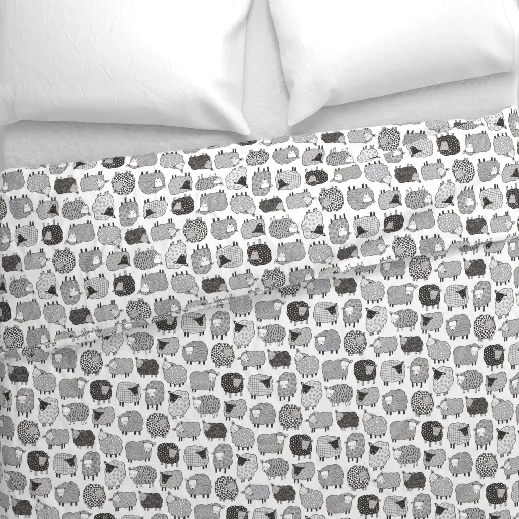 Sheep Geometric Patterned Duvet Cover - White alternate view