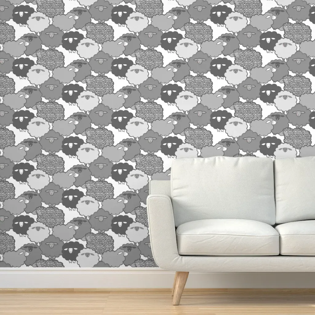 Sheep Shape Peel and Stick Wallpaper - Gray product