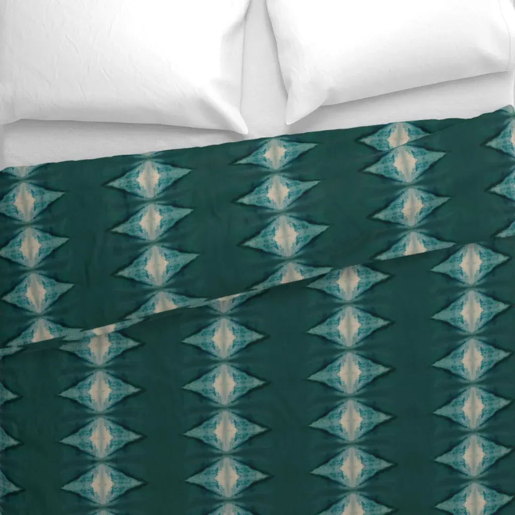 Shibori Diamond Wide Duvet Cover - Teal alternate view