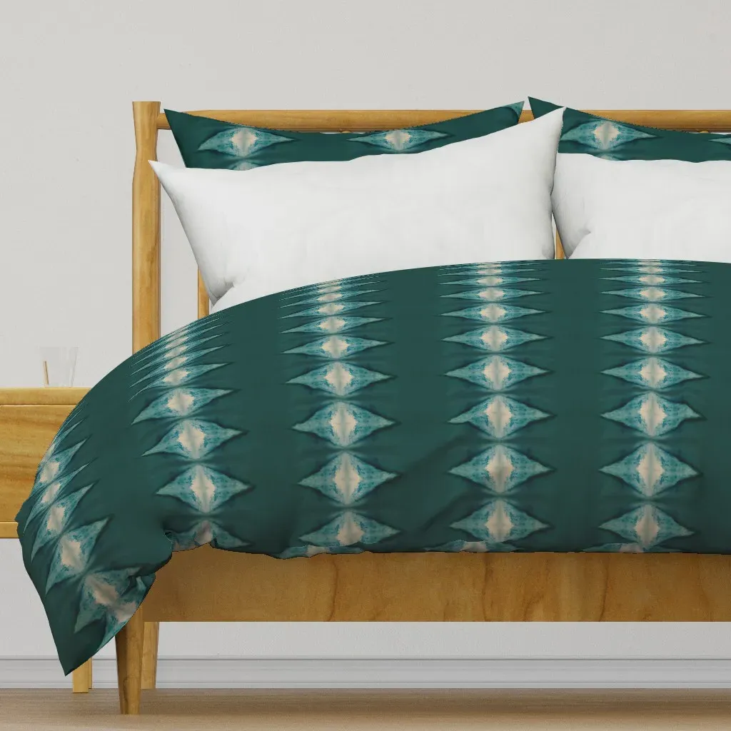 Shibori Diamond Wide Duvet Cover - Teal product