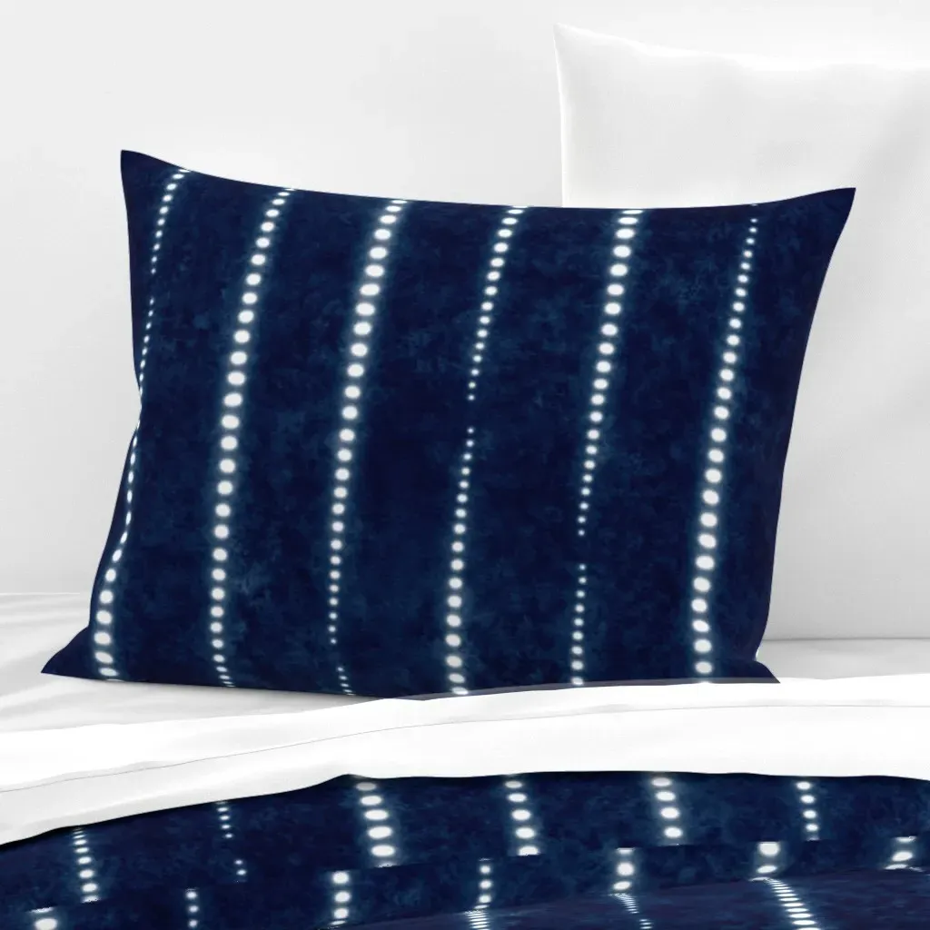 Shibori Dots Line Standard Knife Edge Cushion Cover - Indigo, Cotton Sateen product