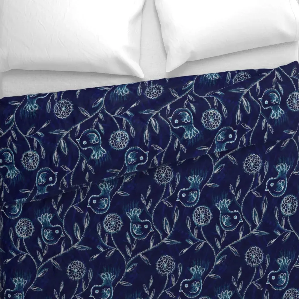Shibori-Floral Duvet Cover - Indigo alternate view