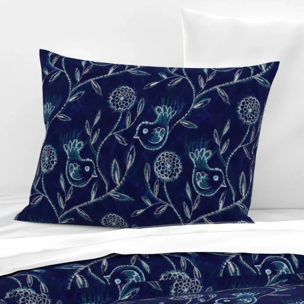 Shibori-Floral Standard Knife Edge Cushion Cover - Indigo, Cotton Sateen product