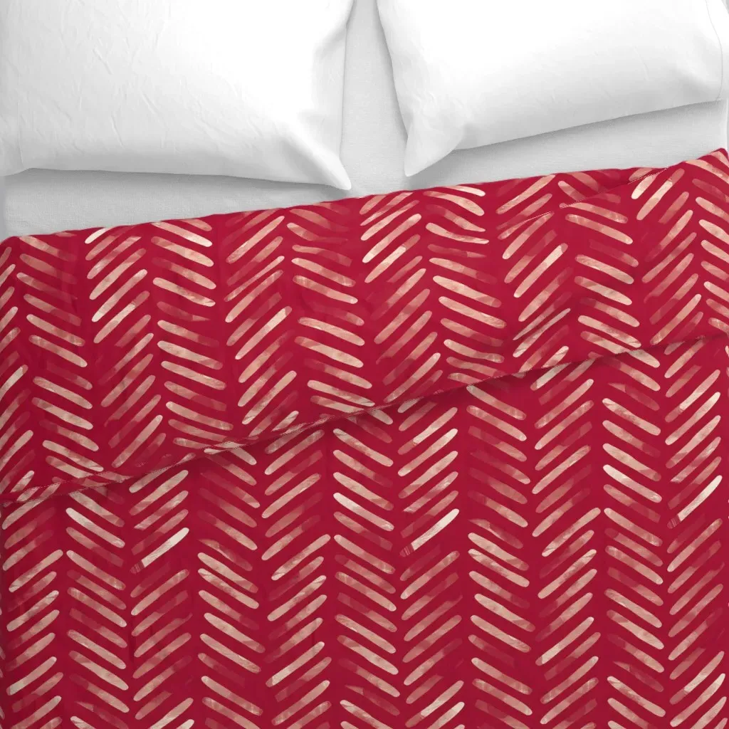 Shibori Herringbone Duvet Cover - Crimson alternate view