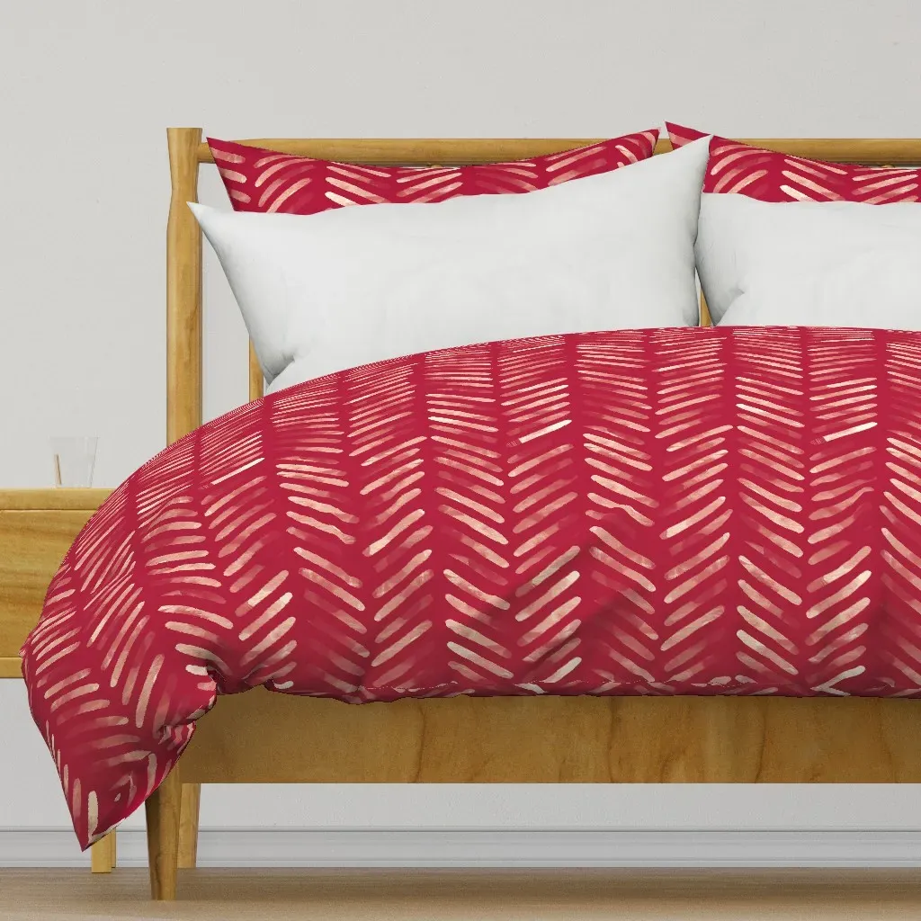 Shibori Herringbone Duvet Cover - Crimson product