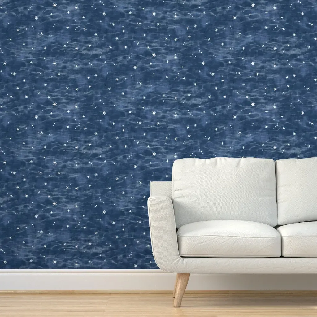 Shibori Stars Peel and Stick Wallpaper - Indigo product