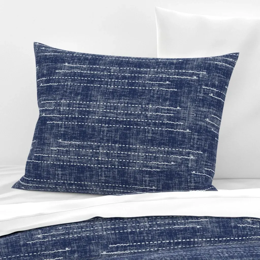 Shibori Stitches Standard Knife Edge Cushion Cover - Indigo, Cotton product