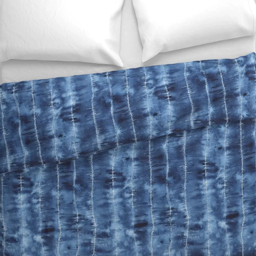 Shibori Vertical Stripes Duvet Cover - Indigo alternate view