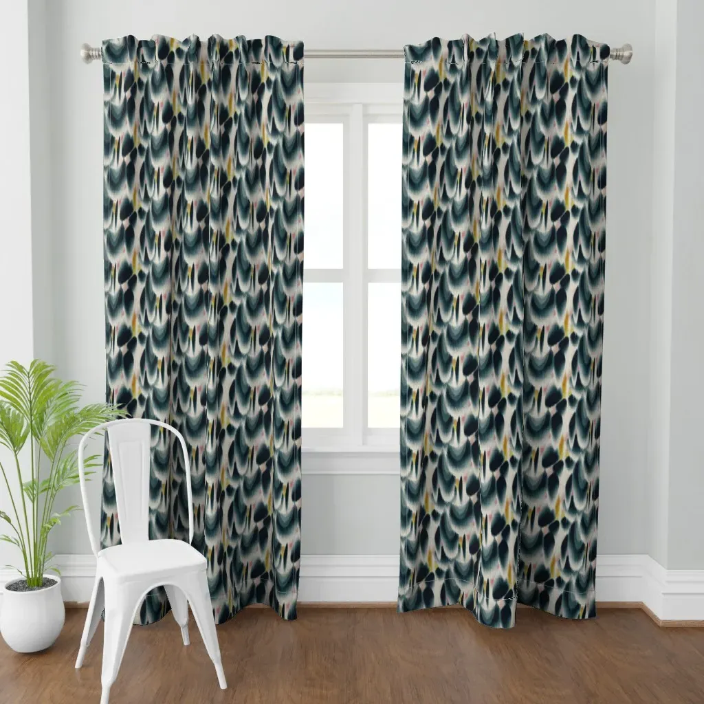 Shibori Wing Spots Curtain Panel - Dark Teal product
