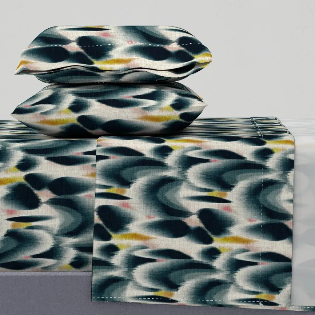 Shibori Wing Spots Full Sheet Set - Dark Teal product
