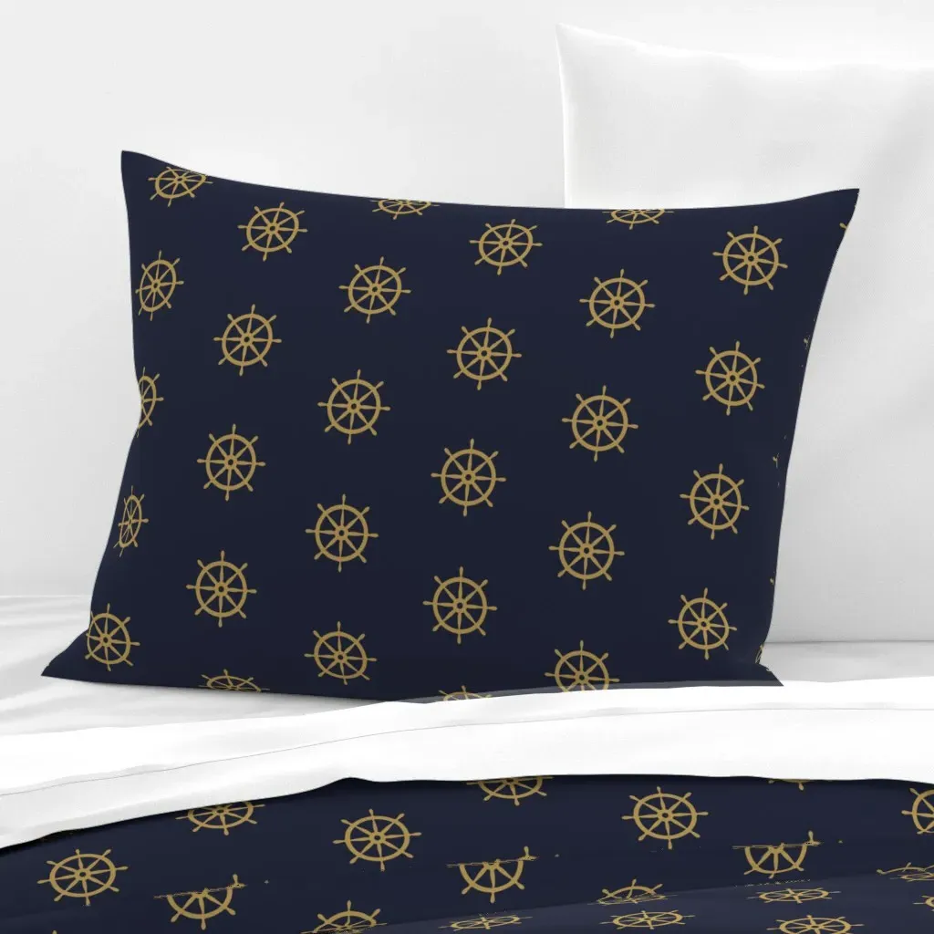 Ship Helm Standard Knife Edge Cushion Cover - Gold, Cotton Sateen product