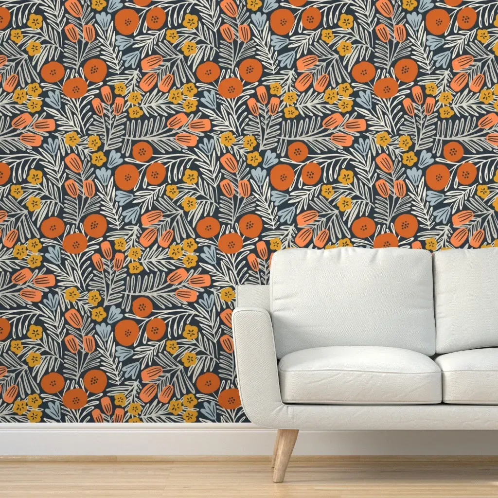 Shirley Peel and Stick Wallpaper - Blue, Orange product