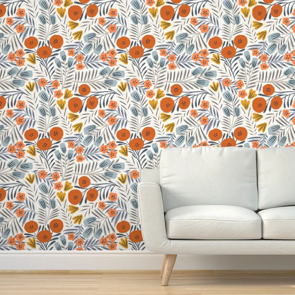 Shirley Peel and Stick Wallpaper Removable - Light Orange and Blue product