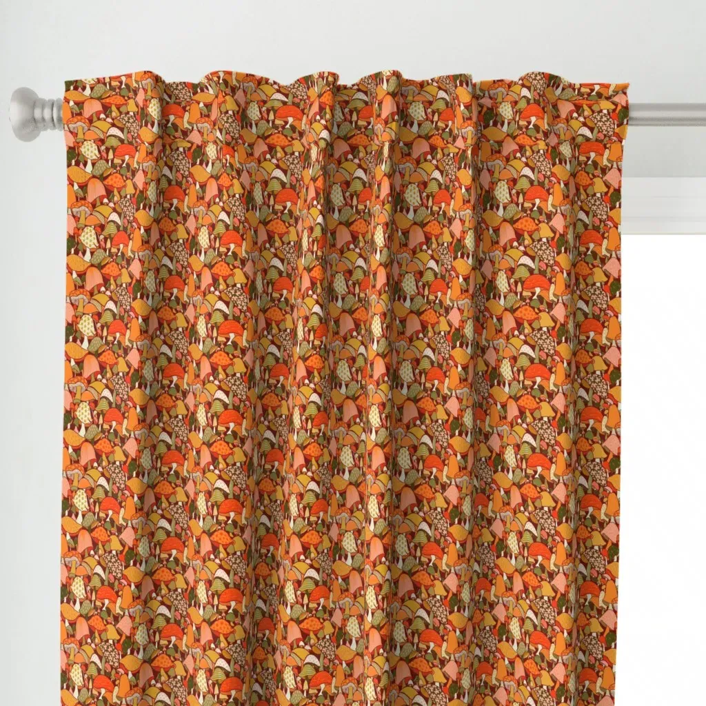 Shroom Room Small Scale Curtain Panel - Orange alternate view