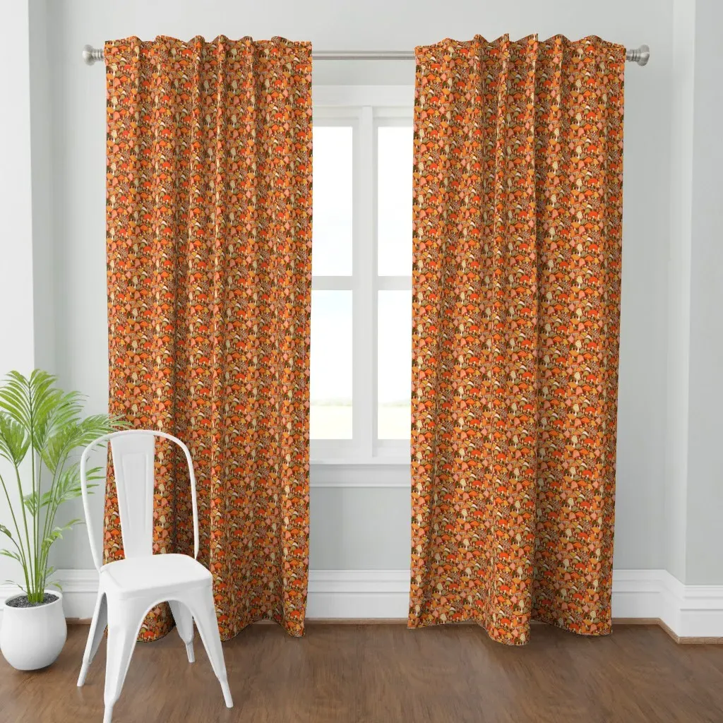 Shroom Room Small Scale Curtain Panel - Orange product
