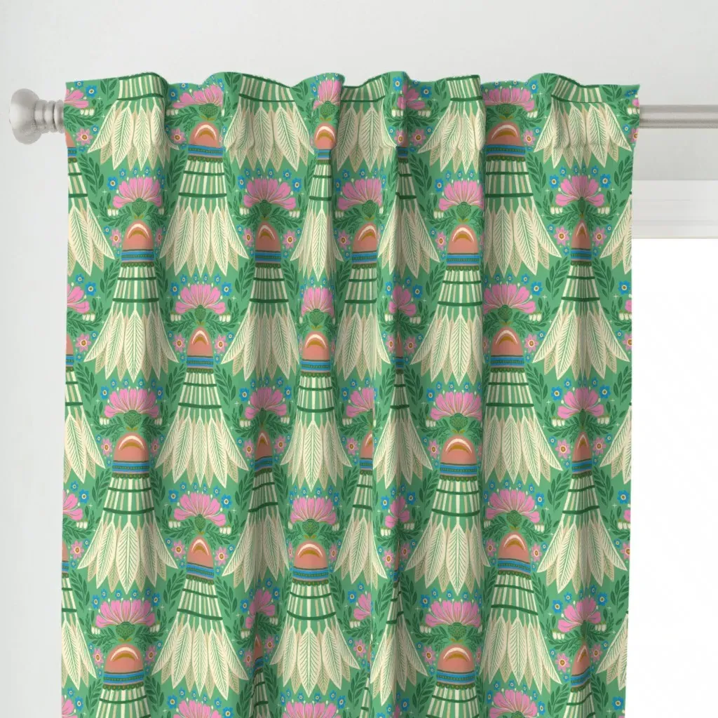 Shuttlecock Spring Curtain Panel - Green alternate view