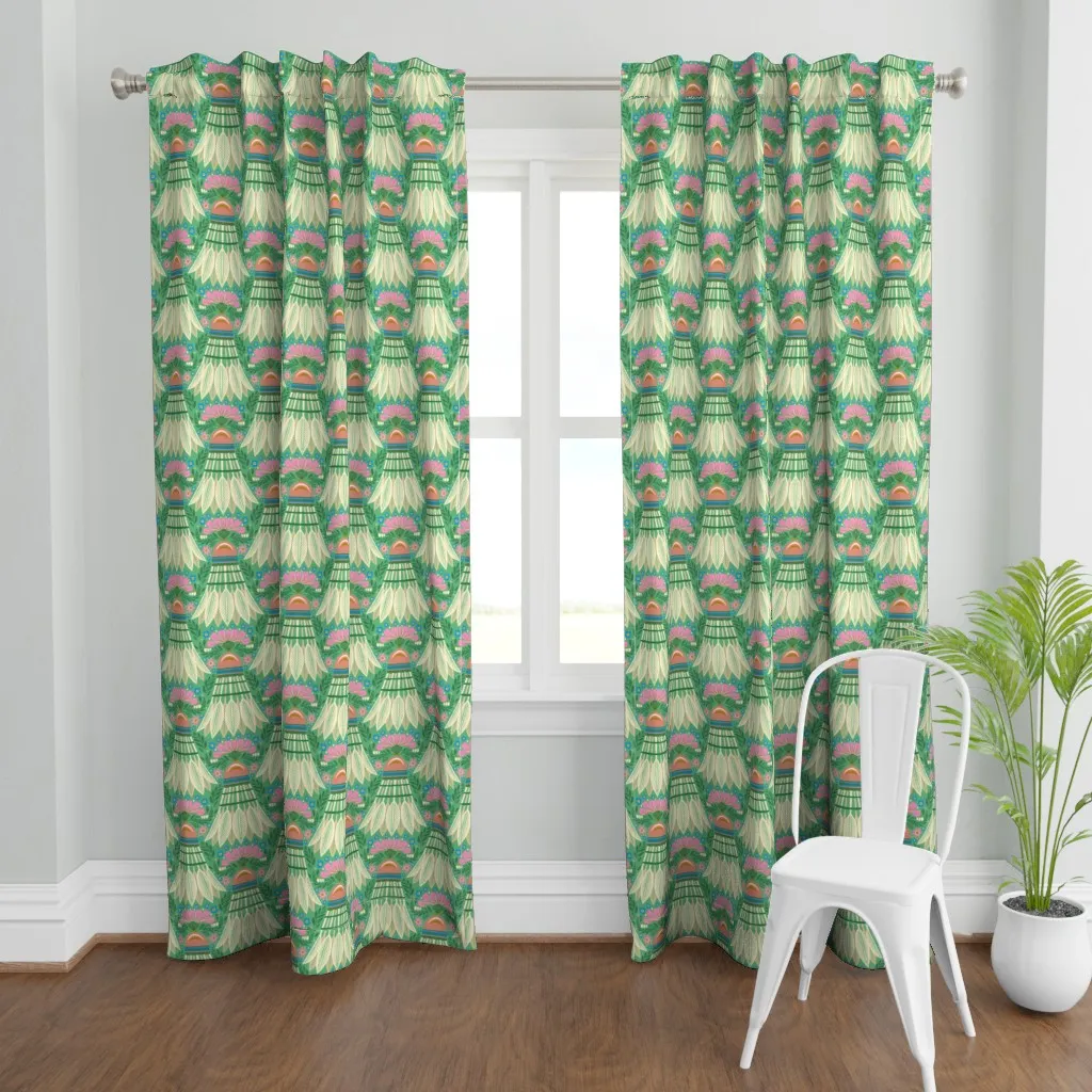 Shuttlecock Spring Curtain Panel - Green product