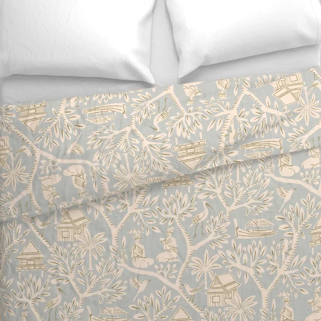 Siam Garden Toile Duvet Cover - Cream alternate view