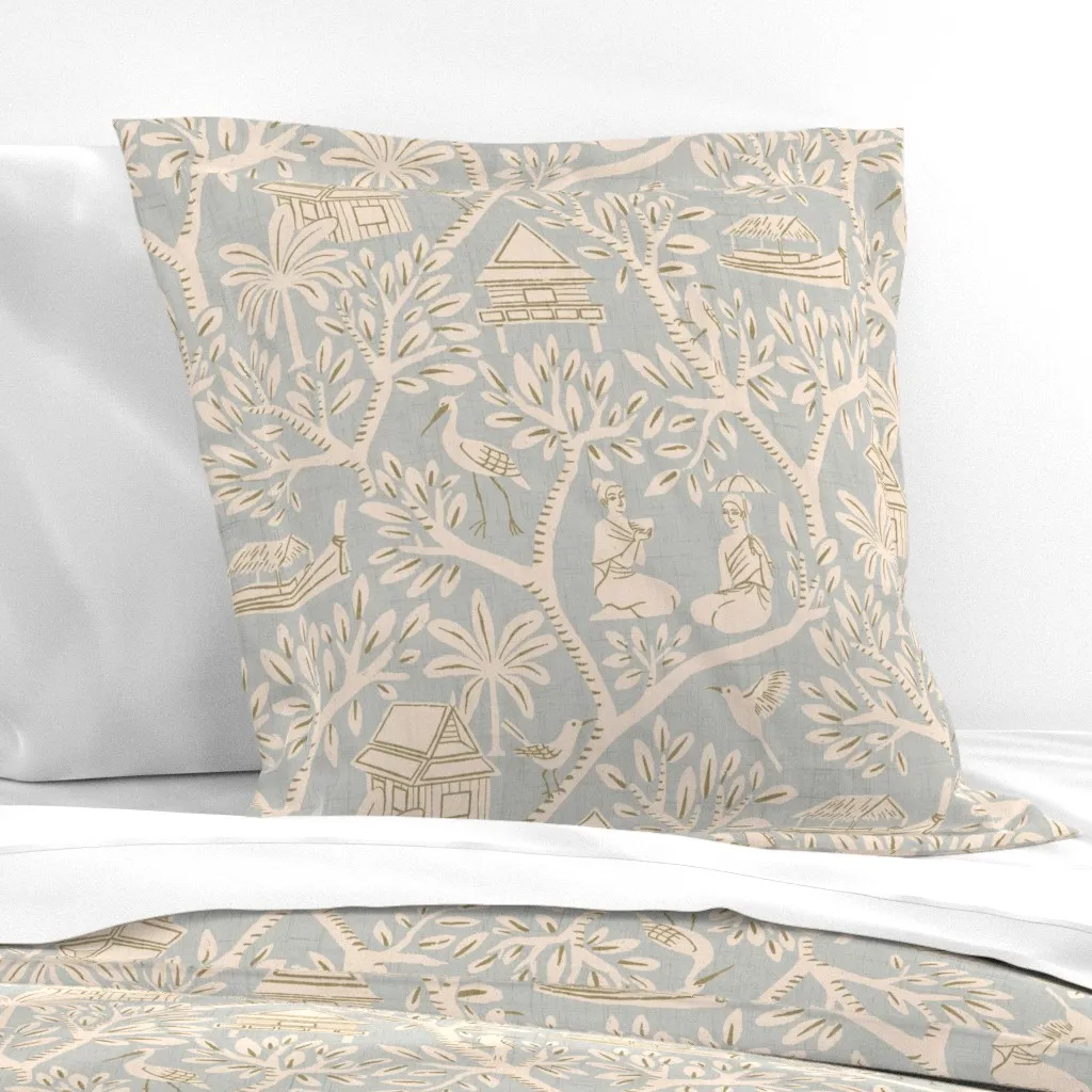 Siam Garden Toile Euro Pillow Sham - Cream product