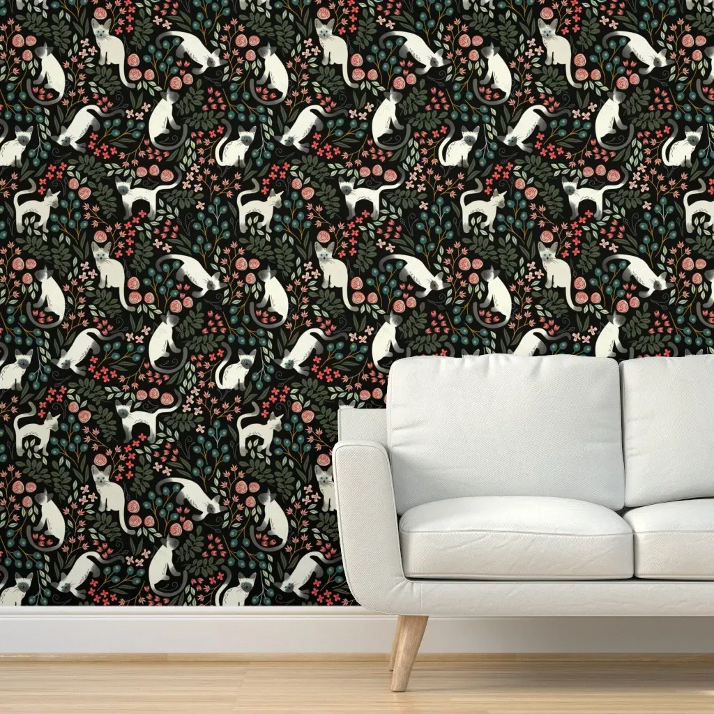 Siamese Garden Peel and Stick Wallpaper - Forest Green product