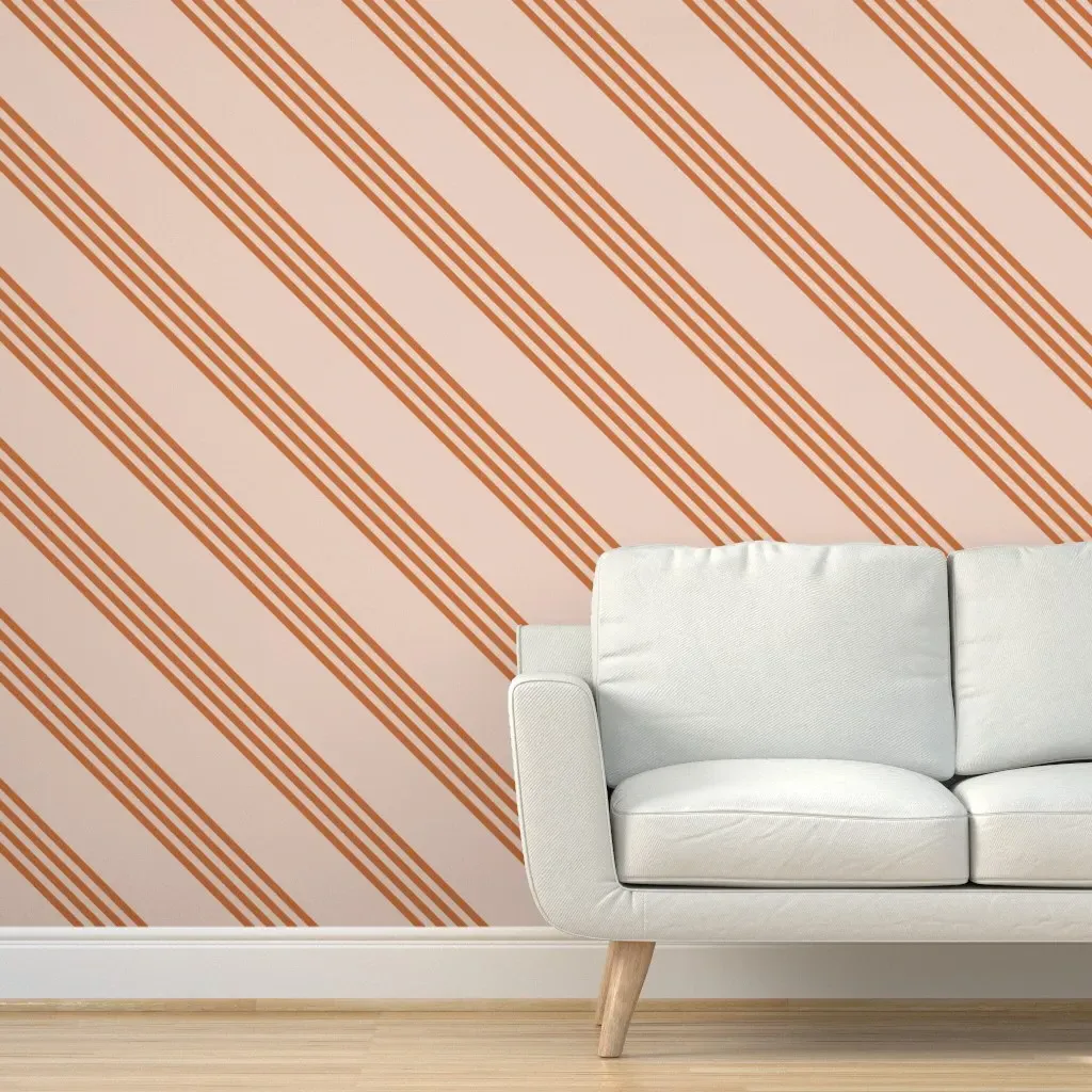 Sienna Stripes 002 Peel and Stick Wallpaper - Burnt Orange product