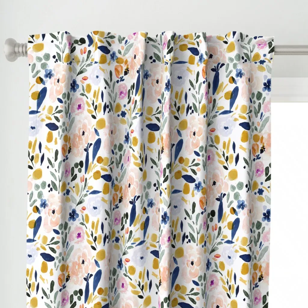 Sierra Floral Curtain Panel - Peach alternate view