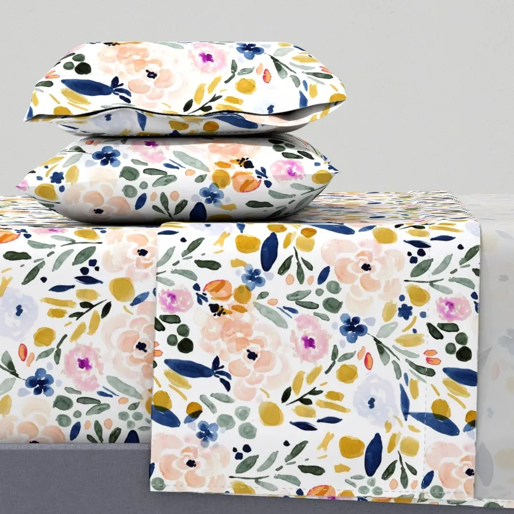 Sierra Floral King Size Sheet Set - Peach product