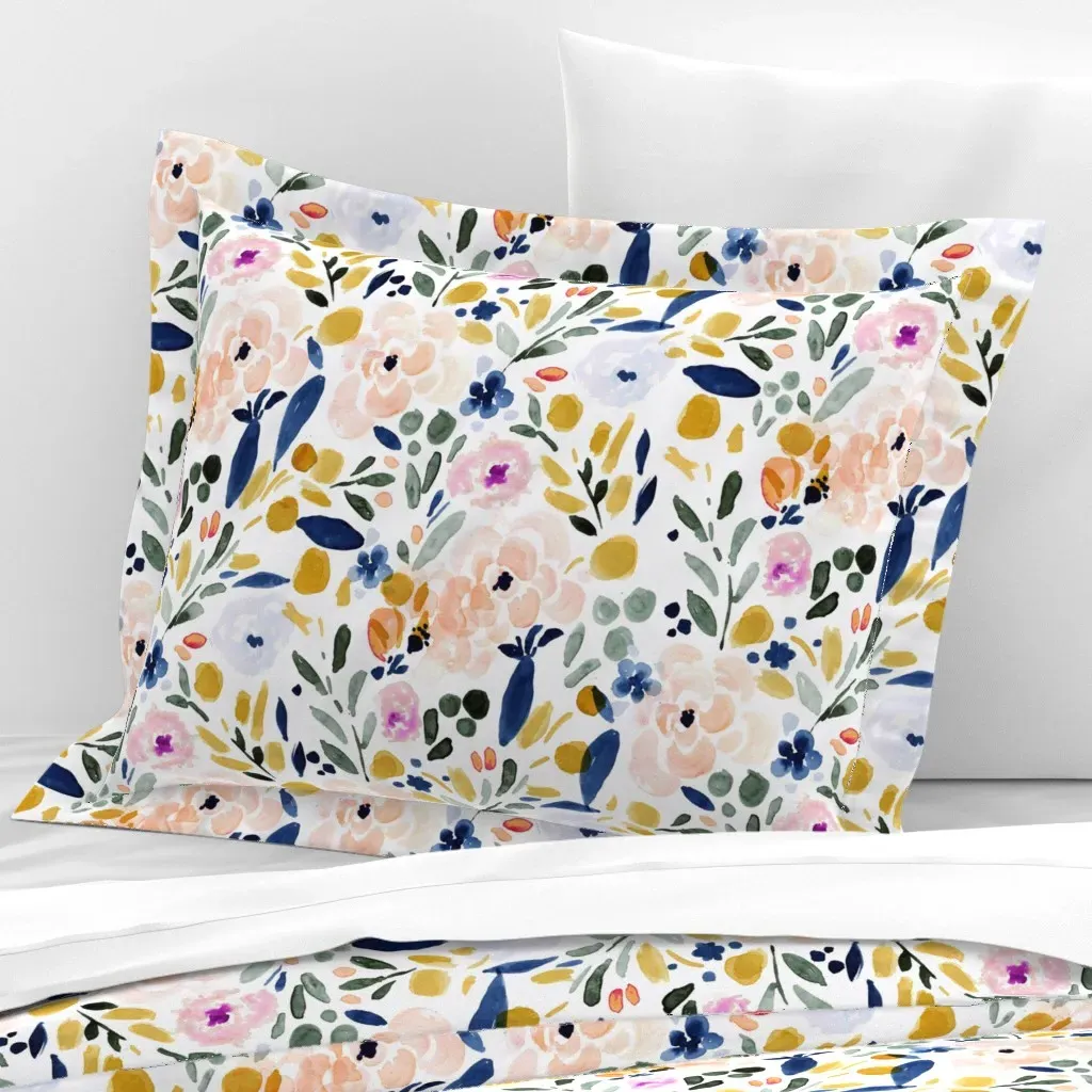 Sierra Floral Standard Flanged Cushion Cover - Peach, Cotton Sateen product