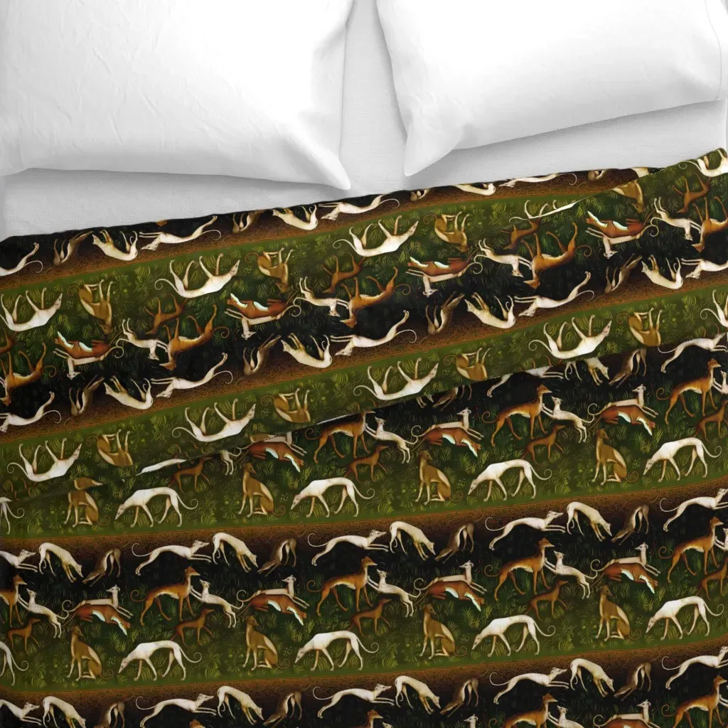 Sighthounds Duvet Cover - Dark Green alternate view