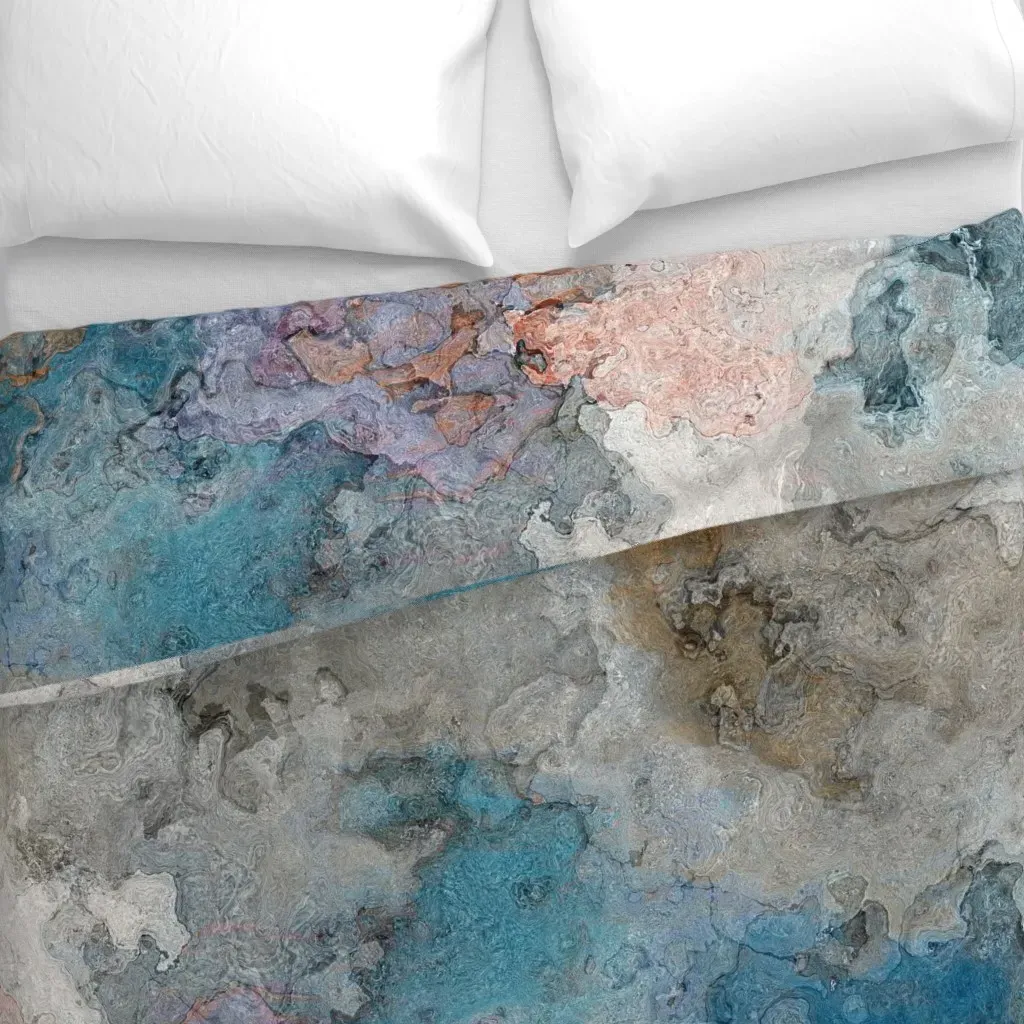 Silent Echo Abstract Duvet Cover - Teal alternate view
