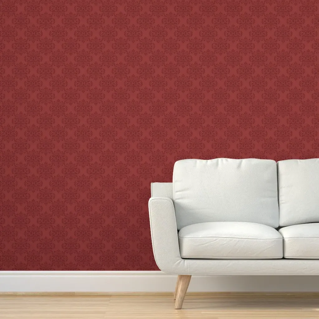 Silhouette Damask Ornament Peel and Stick Wallpaper - Burgundy product