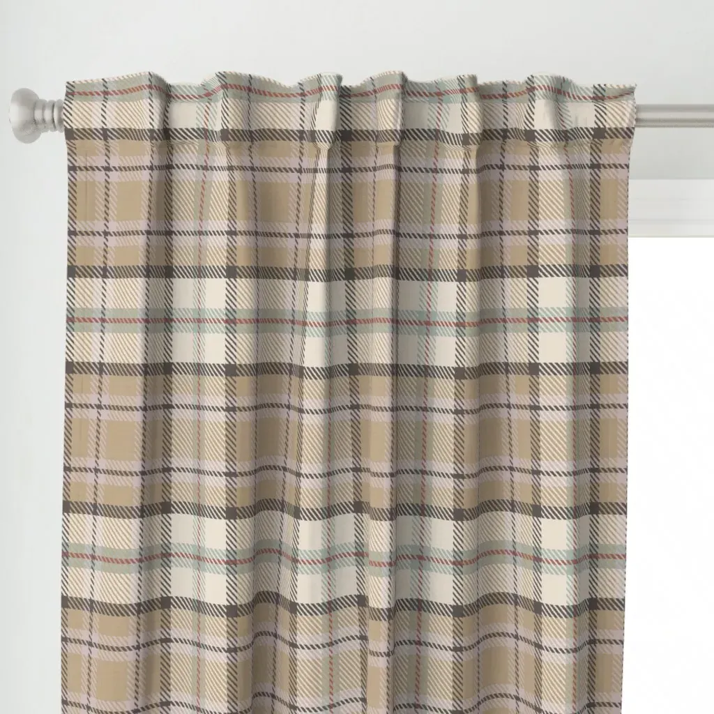 Silhouette Palette Plaid Curtain Panel - Beige alternate view