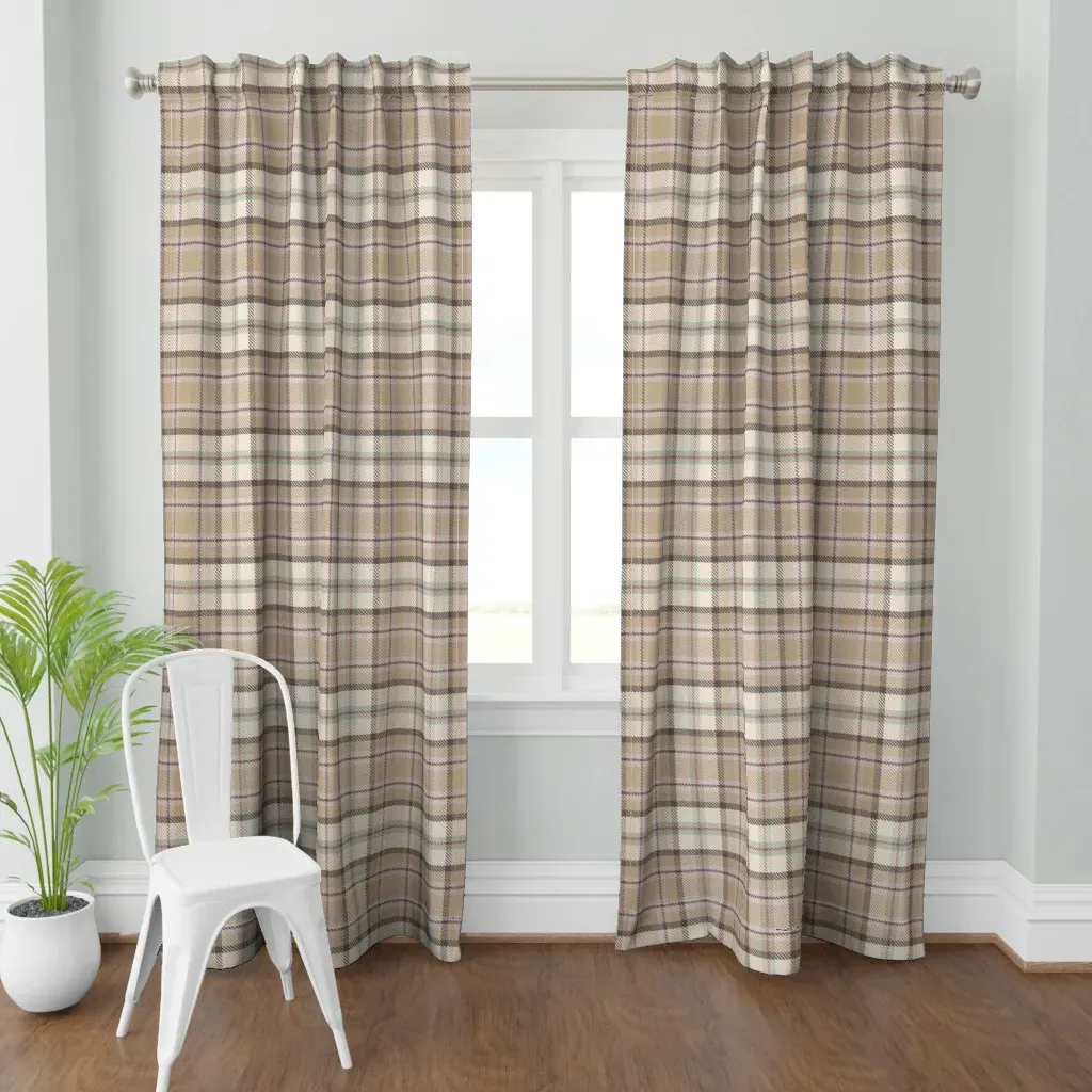 Silhouette Palette Plaid Curtain Panel - Beige product